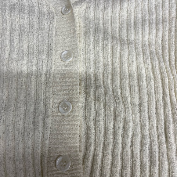 Cream Ribbed Short Sleeve Cardigan - Picture 4 of 4